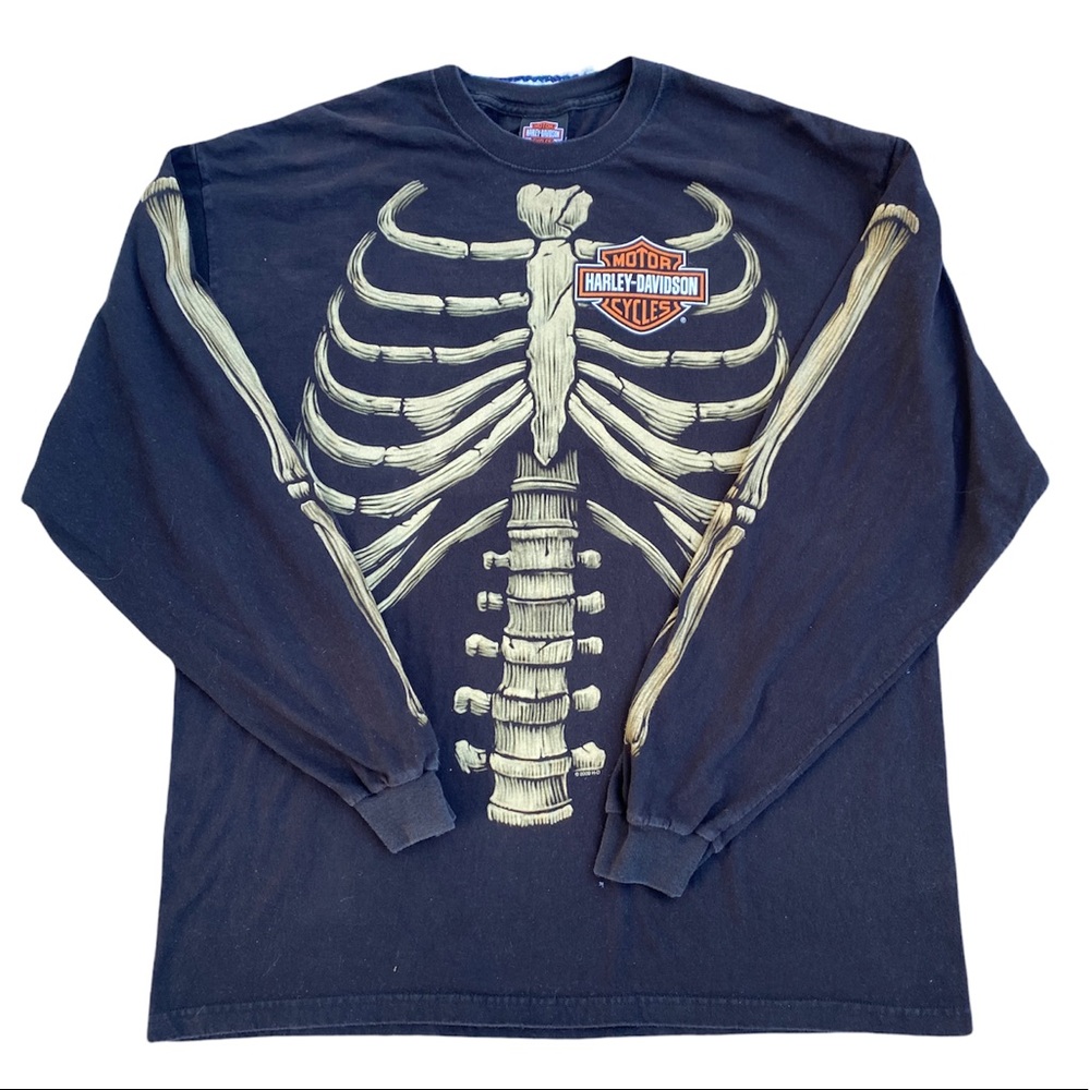 Vintage early 00s Harley Davidson skeleton / bone long sleeve Clearwater Florida